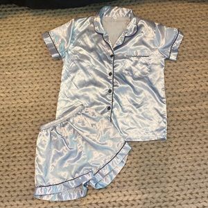 Light blue satin pajama set